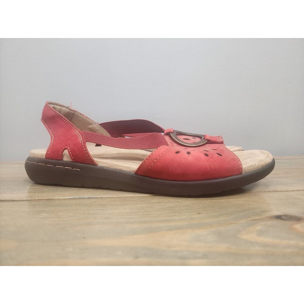 Earth Origins Womens Tawny Talia Oneida Sandal 10W Red Leather Comfort Slip On
